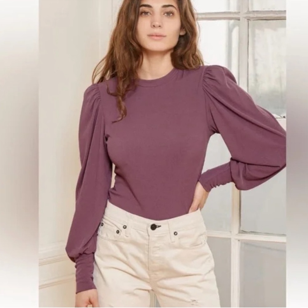Lulu’s made an impression long balloon sleeve ribbed top purple